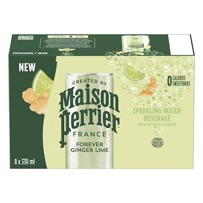 Maison Perrier Forever Ginger Lime, Sparkling Water Beverage, Natural Ginger Lime Flavour, No Calories, No Sweeteners, No Sodium, Sourced & Bottled In France 8x330.0 ml, $0.32/100ml