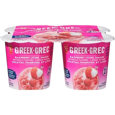 President's Choice Raspberry Lychee Smash  2% Greek Yogurt 400 g, $1.00/100g