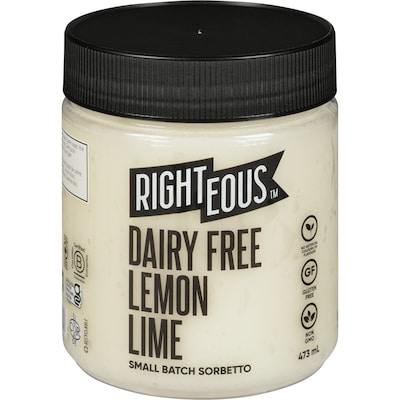 Righteous Small Batch Sorbetto Dairy Free Lemon Lime 473 ml, $1.48/100ml