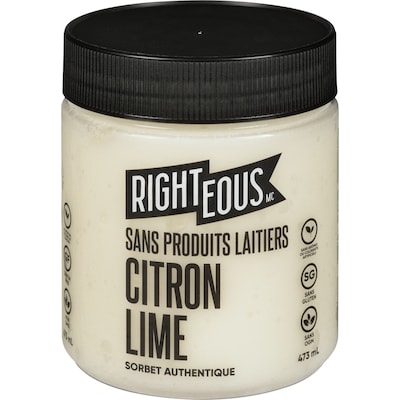 Righteous Sorbet authentique sans produits laitiers citron lime 473 ml, 1,79 $/100ml