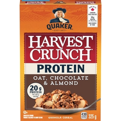 Quaker Harvest Crunch Protein Oat, Chocolate & Almond Cereal 325 g, $2.61/100g