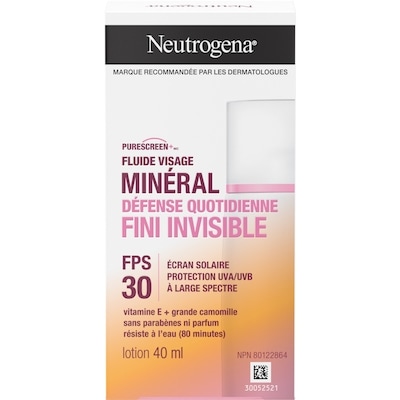 Neutrogena Fluide minéral visage Défense quotidienne Fini invisible, FPS 30 40 ml, 44,98 $/100ml