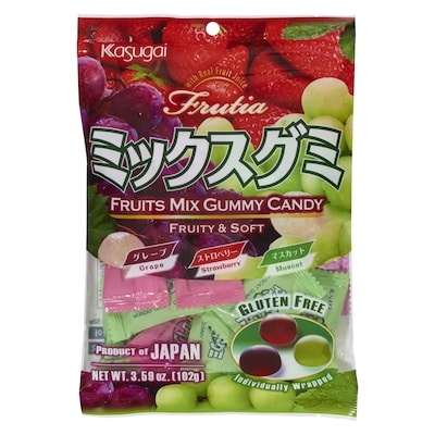 Kasugai Frutia Gummy Candy Fruits Mix Gummy Candy 102 g, $3.91/100g