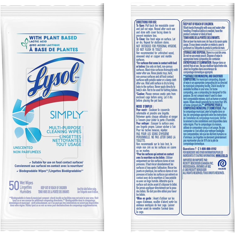Simply Cleaning Wipes, Unscented