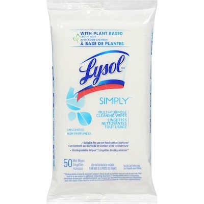 Lysol Lingettes de nettoyage Simply non parfumées 50 ea, 0,14 $/1ch