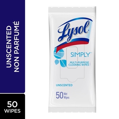Lysol Lingettes de nettoyage Simply non parfumées 50 ea, 0,12 $/1ch
