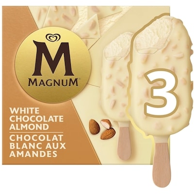 Magnum White Chocolate Almond Ice Cream Bar made from gourmet white chocolate 3x85.0 ml, $2.74/100ml