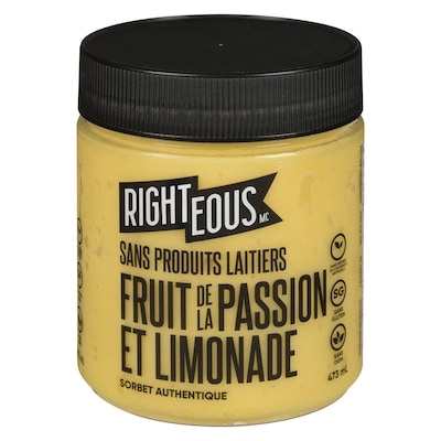 Righteous Sorbet authentique sans produits laitiers fruit de la passion et limonade 473 ml, 1 794,93 $/100ml