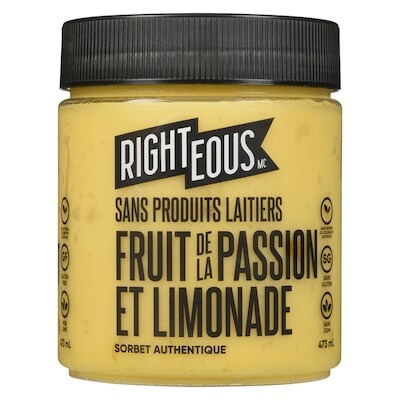Sorbet authentique sans produits laitiers fruit de la passion et limonade