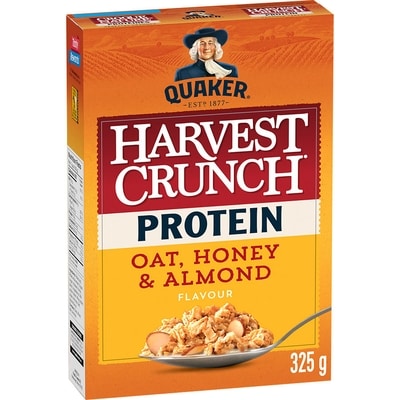 Quaker Croque Nature Proteine Avoine, Miel et amande Céréales prêtes à servir 325 g, 2,46 $/100g