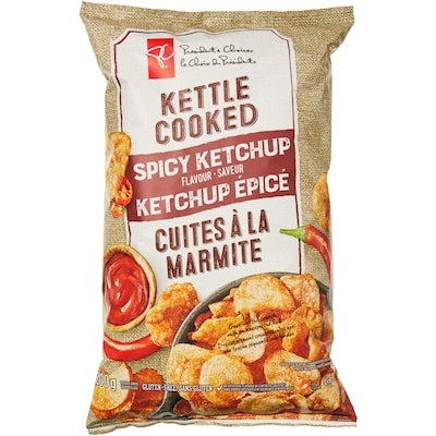 President's Choice Spicy Ketchup Flavour Kettle Cooked Potato Chips 200 g, $1.40/100g