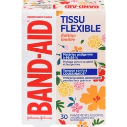 Band-Aid Tissu flexible à motif de fleurs 30 ea, 0,17 $/1ch