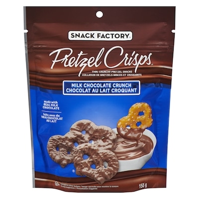 The Snack Factory Pretzel crisps collation de bretzels minces et croquants chocolat au lait croquant 155 g, 4,52 $/100g