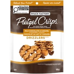 The Snack Factory Pretzel Crisps Drizzlers Thin, Crunchy Pretzel Snacks Milk Chocolate & Caramel Flavoured 155 g, $5.16/100g