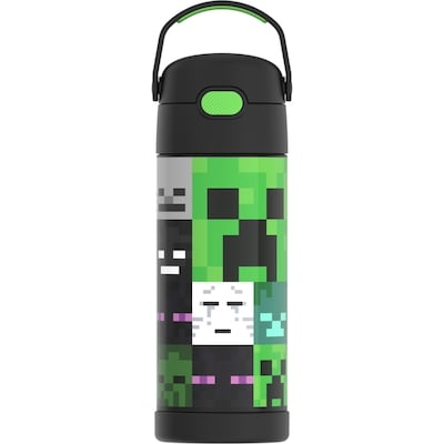 Thermos Bouteille de paille isolée sous vide en acier inoxydable avec poignée de caution - Minecraft 1 ea, 22,00 $/1ch