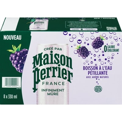 Maison Perrier Infiniment Mûre, boisson à l’eau pétillante, arôme naturel de mûre, sans calorie, sans édulcorant, sans sodium, recueillie et embouteillée en France 8x330.0 ml, 0,30 $/100ml