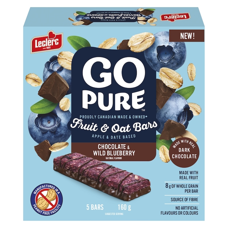 Go Pure Fruit & Oats Bars, Chocolate & Wild Blueberry