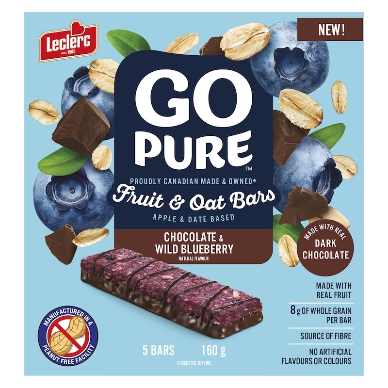 Go Pure Fruit & Oats Bars, Chocolate & Wild Blueberry