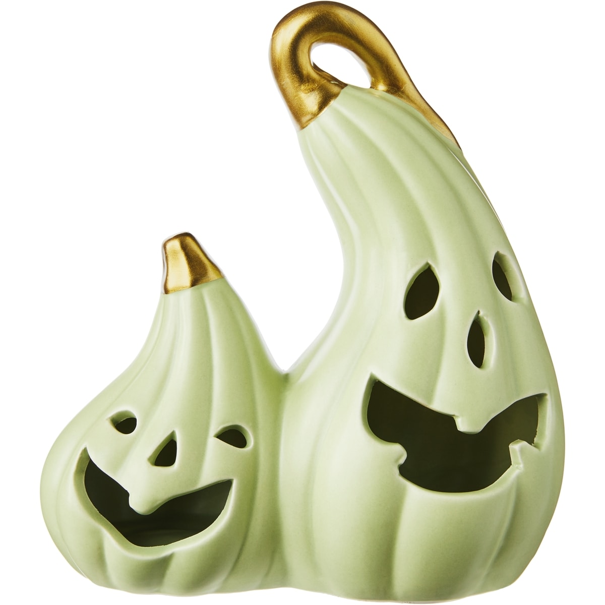 null Citrouille lanterne double en céramique avec lumière à DEL – vert 1 ea, 10,00 $/1ch