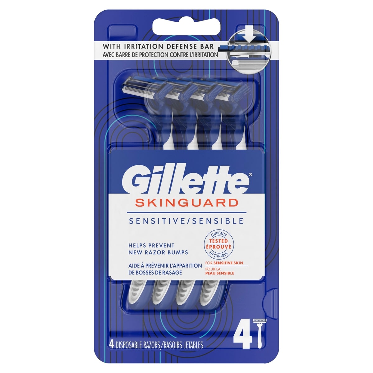 Gillette Rasoirs jetables ProtègePeau pour hommes, 4unités 4 ea, 2,25 $/1ch
