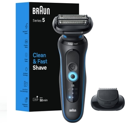 Braun Electric Shaver for Men, Series 5 5118s, Wet & Dry Shave, Turbo Shaving Mode, Foil Shaver, Engineered in Germany, Li-Ion battery up to 50 min, with Precision Trimmer, Blue 1 ea, $99.99/1ea