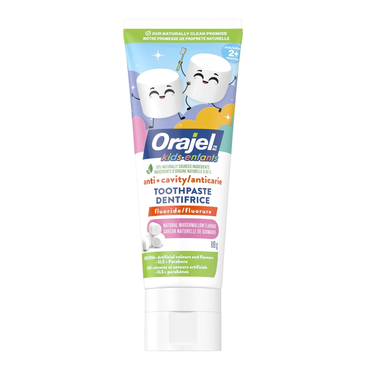 Orajel Anti-Cavity Toothpaste Fluoride Natural Marshmallow Flavour Kids 2+ Years 119 g, $6.71/100g