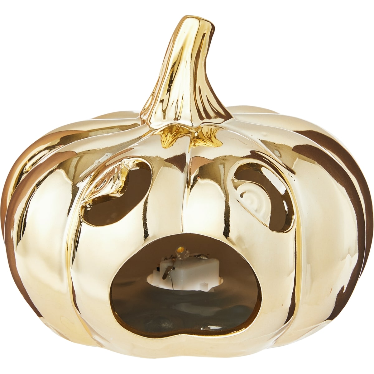 null LED Ceramic Shiny Jack-O-Lantern Decoration - Gold 1 ea, $14.00/1ea