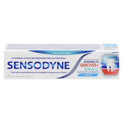 Sensodyne Dentifrice sensibilité gencives & émail menthe 75 ml, 9,99 $/100ml