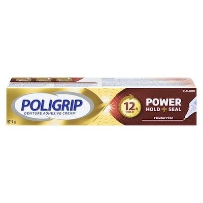 Poli Grip Denture Adhesive Cream Power Hold + Seal Flavour Free 62.4 g, $15.21/100g