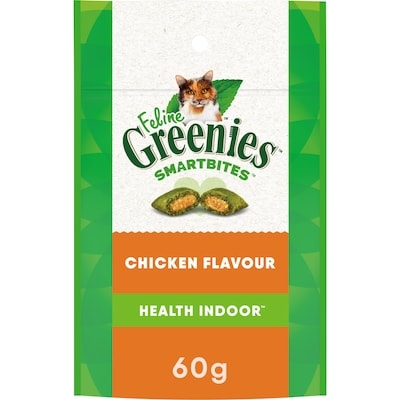Greenies Feline Smartbites Cat Treats Adult Indoor Natural Dental Care Chicken Flavour 60 g, $8.32/100g