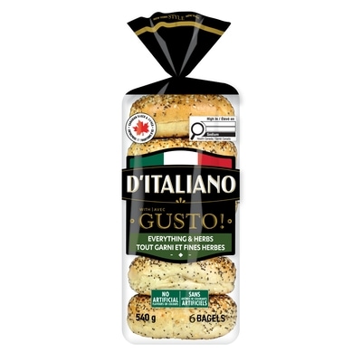 D'Italiano Gusto! Everything & Herbs Bagels 540 g, $0.97/100g