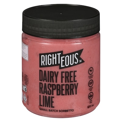Righteous Dairy Free Sorbetto, Raspberry Lime 473 ml, $1.69/100ml