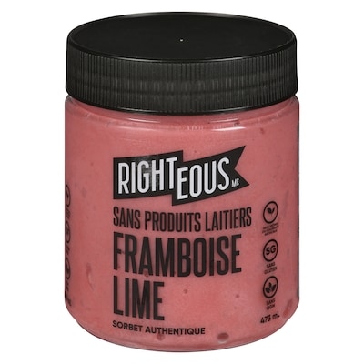 Righteous Sorbetto sans produits laitiers, framboise-citron vert 473 ml, 1,69 $/100ml
