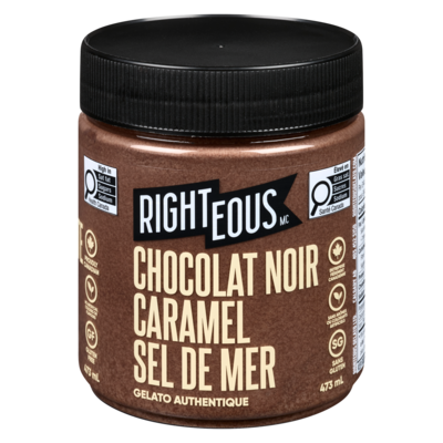 Righteous Gelato, chocolat noir au caramel et sel de mer 473 ml, 1,69 $/100ml