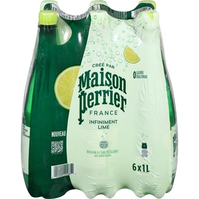 Maison Perrier Infiniment Lime, boisson à l’eau pétillante, arôme naturel de lime, sans calorie, sans édulcorant, sans sodium, recueillie et embouteillée en France 6x1.0 l, 0,23 $/100ml