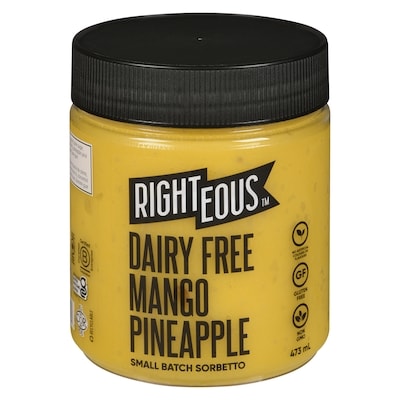Righteous Dairy Free Sorbetto, Mango Pineapple 473 ml, $1.69/100ml
