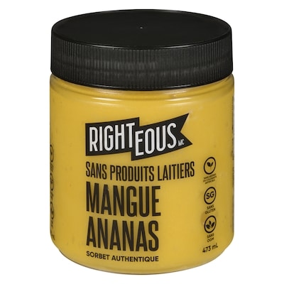 Righteous Sorbetto sans produits laitiers, mangue-ananas 473 ml, 1,69 $/100ml