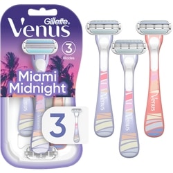 Gillette Rasoirs jetables pour femmes Minuit à Miami Doux avec aloès, 3rasoirs 3 ea, 4,50 $/1ch