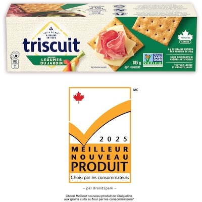 Triscuit TRISCUIT, Craquelins légumes du jardin, texture légère et croustillante 185 g, 1,62 $/100g