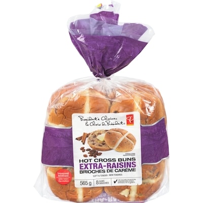 President's Choice Hot Cross Buns Extra-Raisins 565 g, $0.62/100g