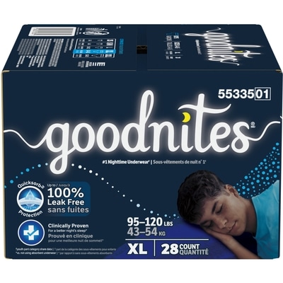 GoodNites Sous-vêtements de nuit pour garçons, TG, 28 sous-vêtements 28 ea, 1,29 $/1ch