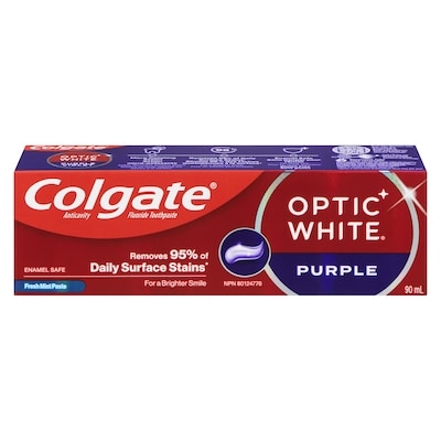 Colgate Optic White Anticavity Fluoride Toothpaste Fresh Mint Paste Purple 90 ml, $8.10/100ml