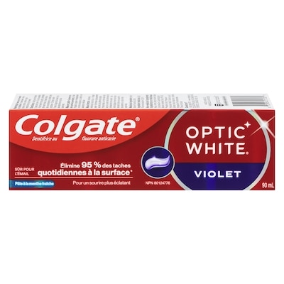 Colgate Optic white dentifrice au fluorure anticarie pâte à la menthe fraîche violet 90 ml, 6,66 $/100ml