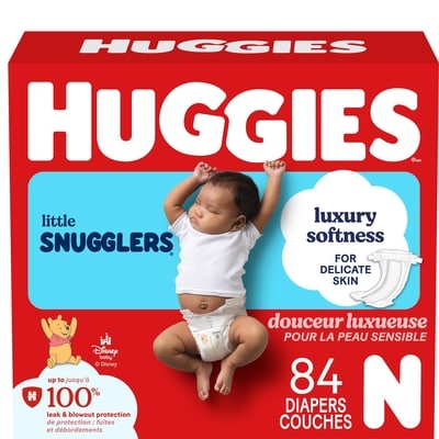 Huggies Couches pour bébés Little Snugglers, taille Nouveau-né (jusqu’à 4,5 kg [10 livres]), 144 couches 144 ea, 0,29 $/1ch