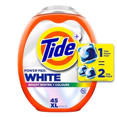 Tide Power PODS Plus Ultra OXI White and Bright Laundry Detergent, 45 Count, Advanced Stain Removal and Whitening Power 45 ea, $0.49/1ea