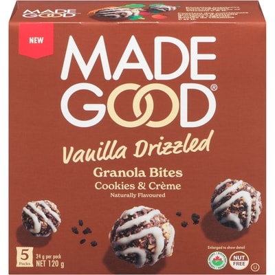 Made Good Crunchy Oat Bites Vanilla Drizzled Cookies & Crème  120 g, $3.33/100g