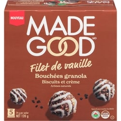 Made Good Bouchées croquantes à l'avoine filet de vanille biscuits et crème 120 g, 3,33 $/100g