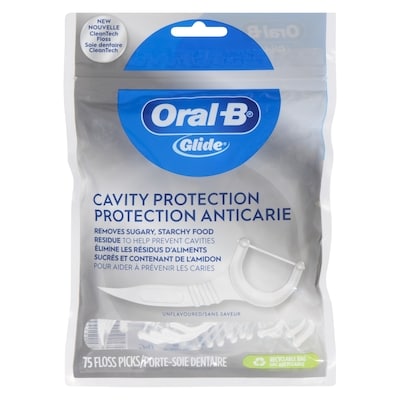 Oral-B Porte-soie dentaire Glide Protection anticarie, aide à prévenir les caries, sans saveur, 75 porte-soie dentaire 75 ea, 0,08 $/1ch