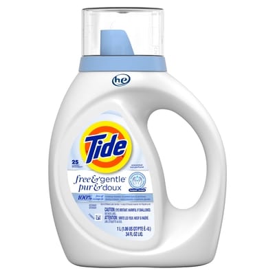 Tide Free & Gentle Liquid Laundry Detergent, 25 Loads, HE Compatible 1 l, $1.05/100ml