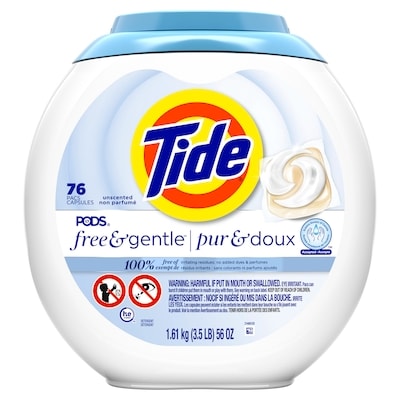 Tide PODS Free & Gentle Liquid Laundry Detergent Pacs, 76 Count, HE Compatible and Coldwater Clean 76 ea, $0.29/1ea